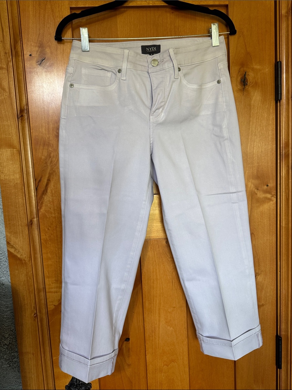 NYDJ Lavender Cropped Straight Capri with Cuffed Hem